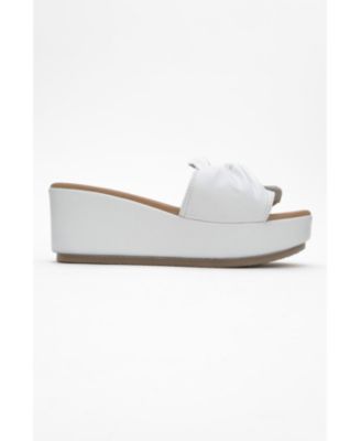 Syndra Bow Wedge Leather Sandal (Women)