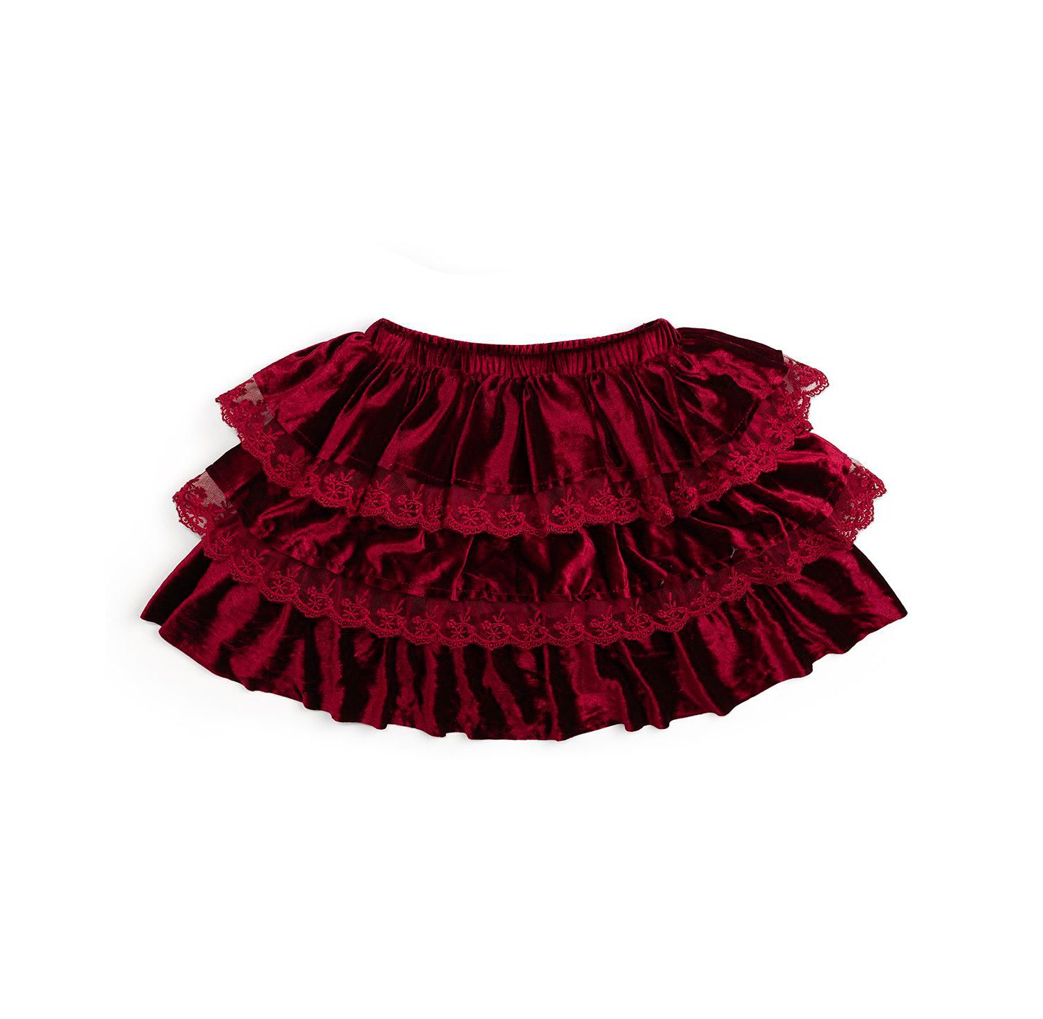 Little and Big Girls Ruby Red Velvet Tiered Christmas Tutu Skirt