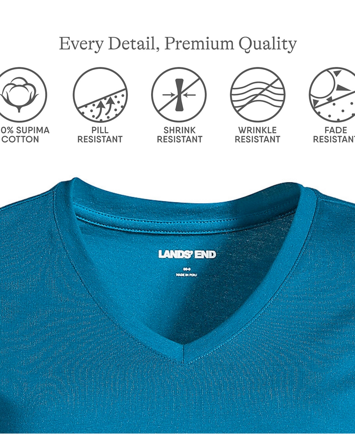 Lands' End Women's Supima Cotton Long Sleeve V-Neck T-Shirt