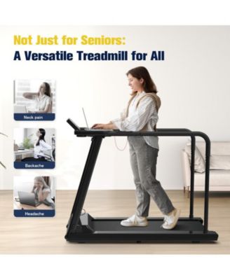 Walking Treadmill for Seniors with Long Handrails 300 lbs Capacity Recovery Fitness Exercise Machine Heart Rate Sensor for Home