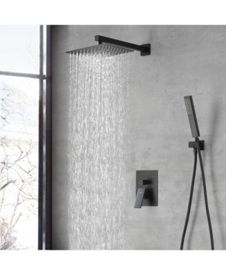 Male NPT Matte Black Shower System, Shower Faucet Set for Bathroom Shower Fixtures with 12 Inch Rain Shower Head and Handheld