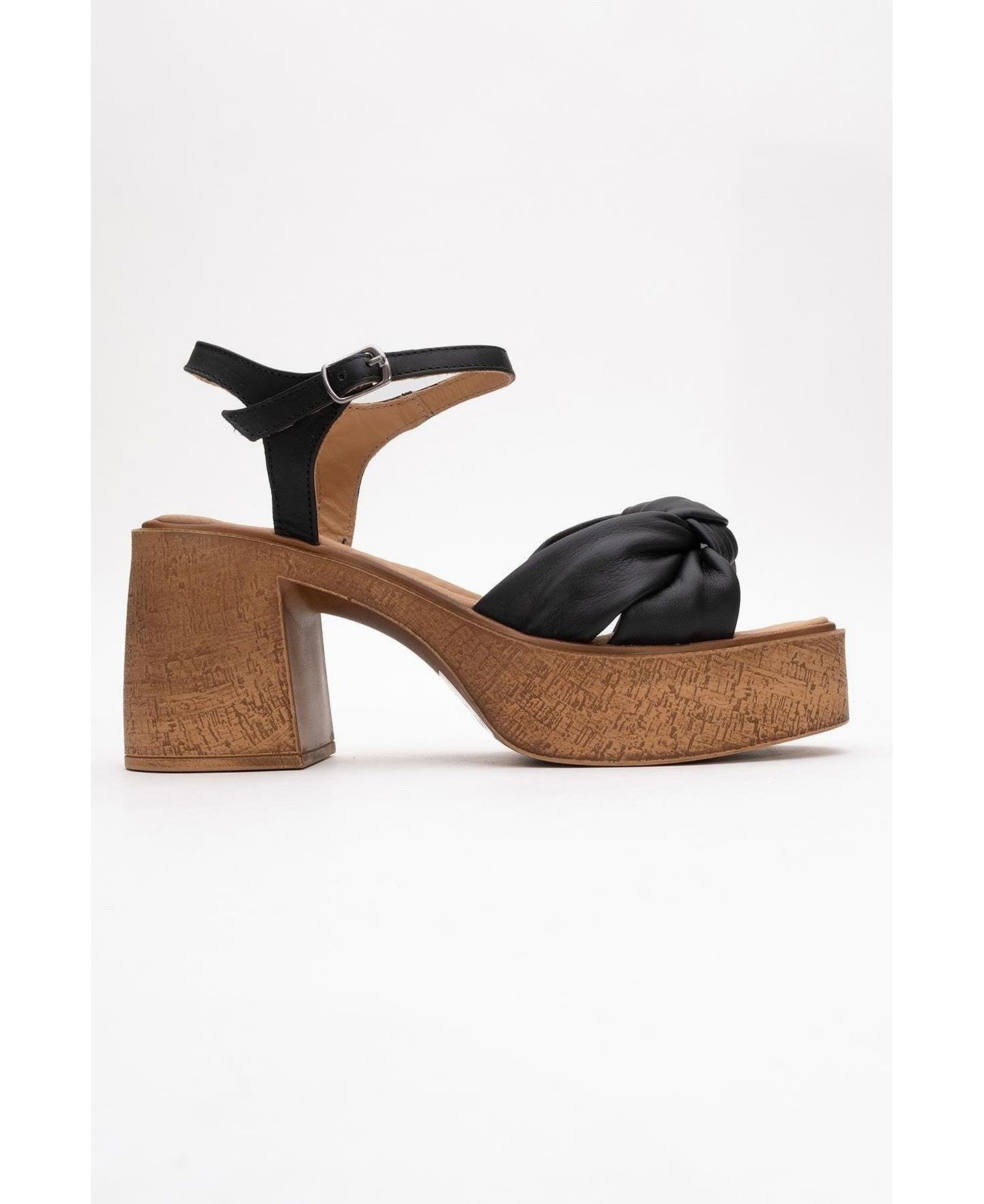 Женские сандалии Forever & Always Shoes Tily Platform Wedge Leather Sandal (Women), цвет: Чёрный кожаный — фото 6