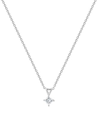 Diamond Solitaire Pendant Necklace (1/2 ct. t.w.) in 14K White Gold
