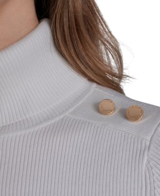 Women's Ribbed Half-Sleeve Turtle Neck Top