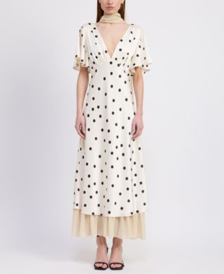 En Saison - Women's Floretta Polka Dots Printed A-line Maxi Dress