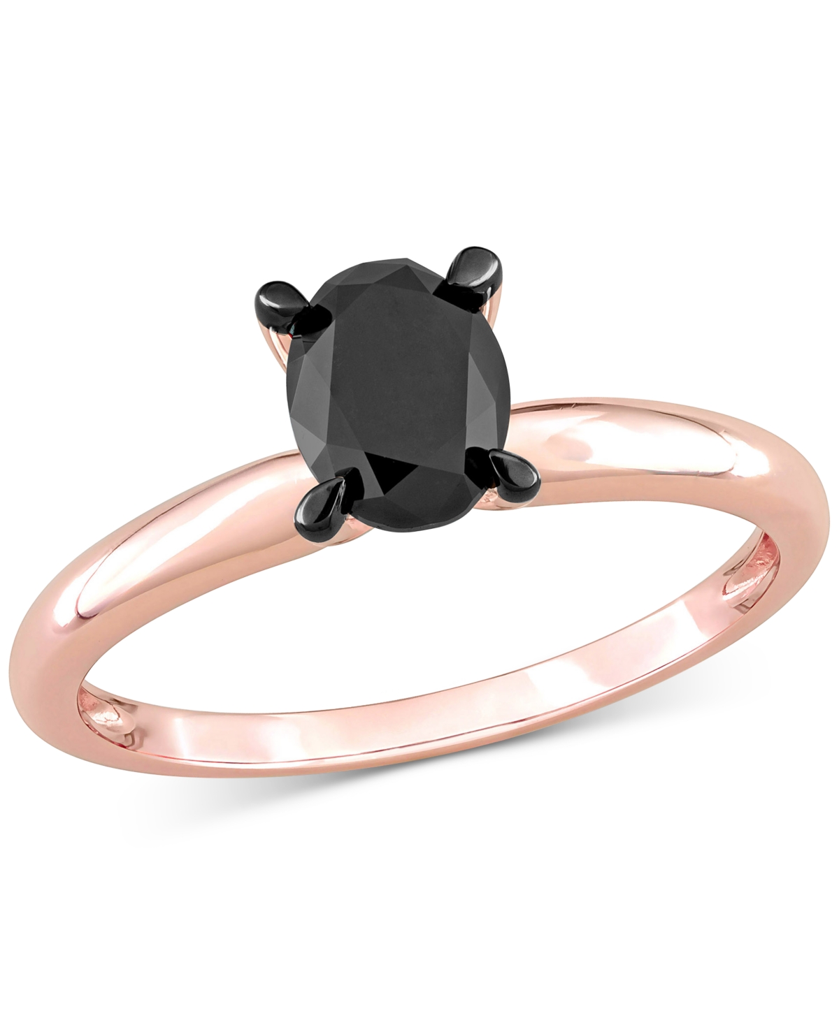 Macy's Oval Black Diamond Solitaire Engagement Ring (1 Ct. T.w.) In 14k Rose Gold In Black
