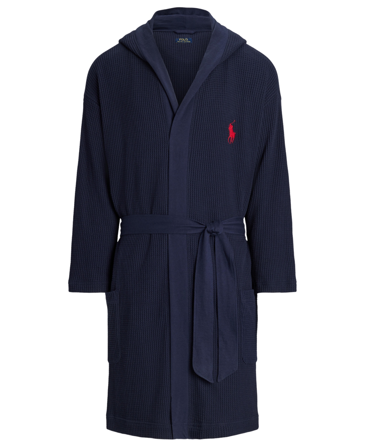 Polo Ralph Lauren Men's Thermal Hooded Robe With Belt In Blue