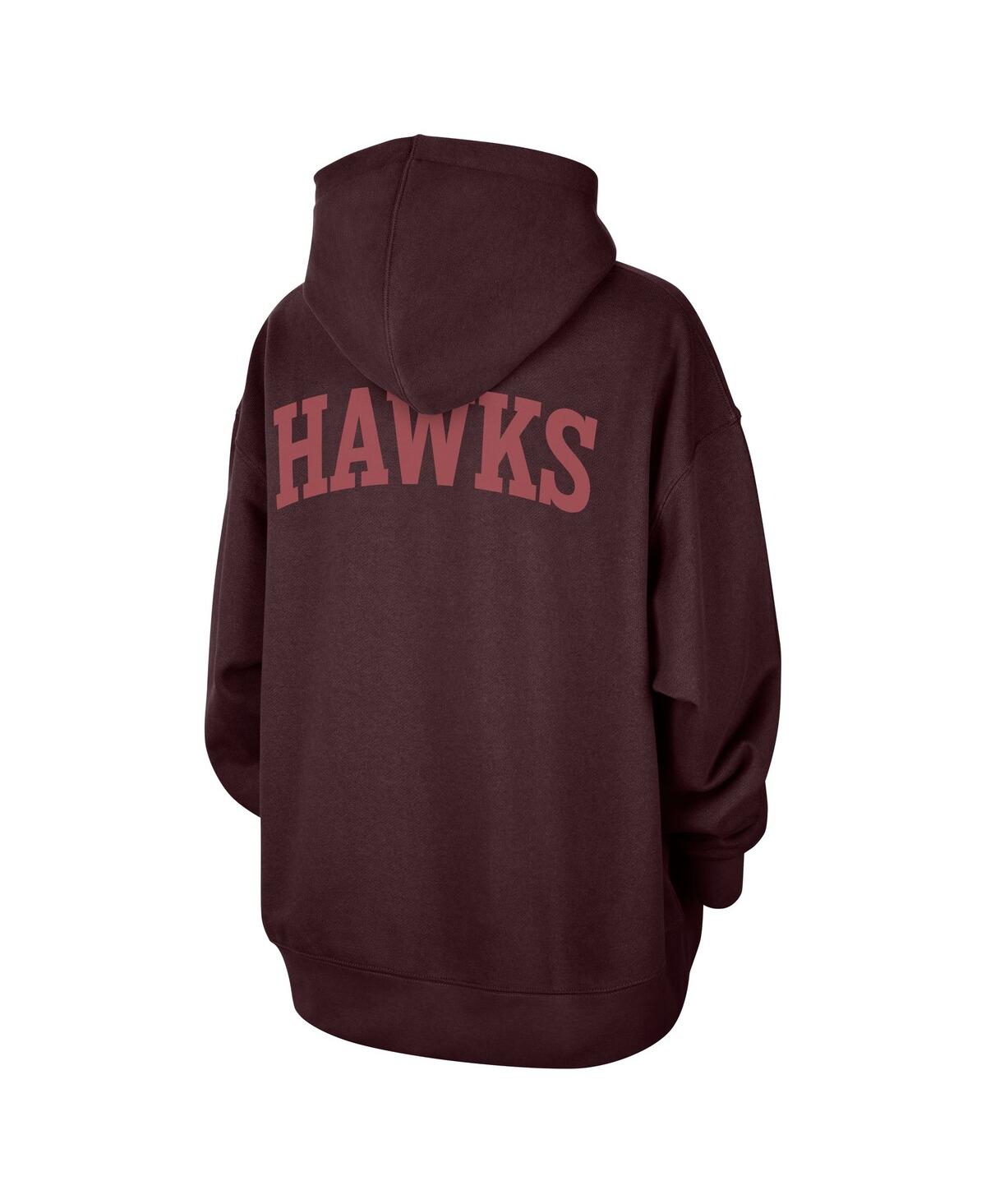 Jordan Women's Burgundy Atlanta Hawks Courtside Statement Edition Oversize Pullover Hoodie In Brown