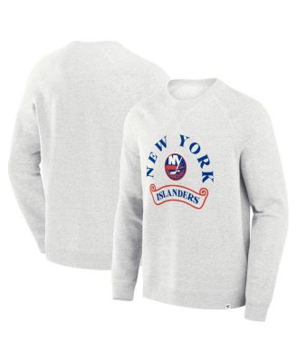 Fanatics - Men's Heather Gray New York Islanders Banner Fleece Raglan Pullover Sweatshirt