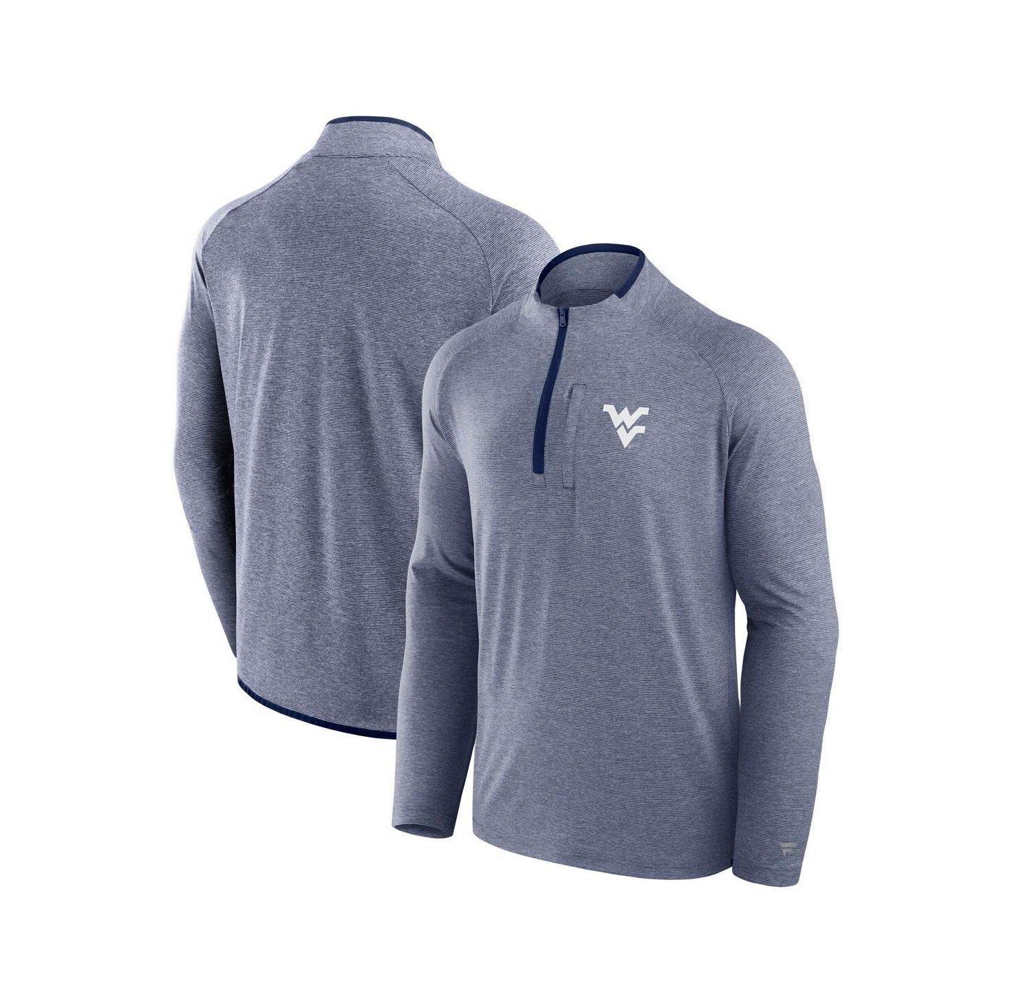 Men's Navy West Virginia Mountaineers Mock Neck Half-Zip Pullover Jacket