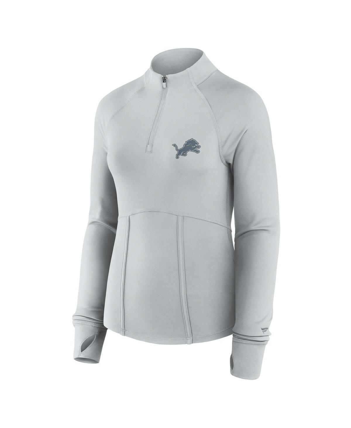 Fanatics Women's Gray Detroit Lions Elements Raglan Quarter-zip Jacket In Animal Print