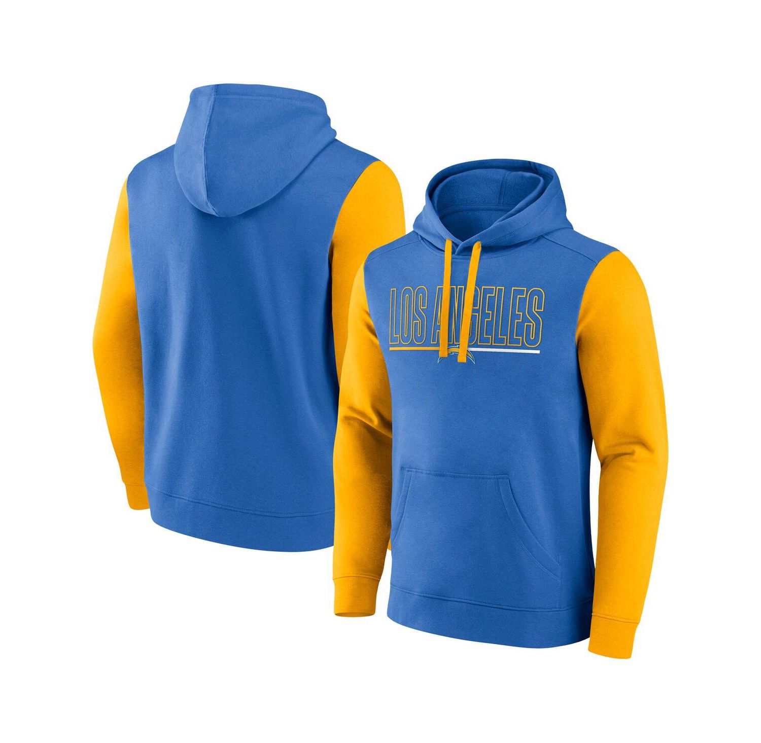Men's Powder Blue/Gold Los Angeles Chargers Outline Pullover Hoodie