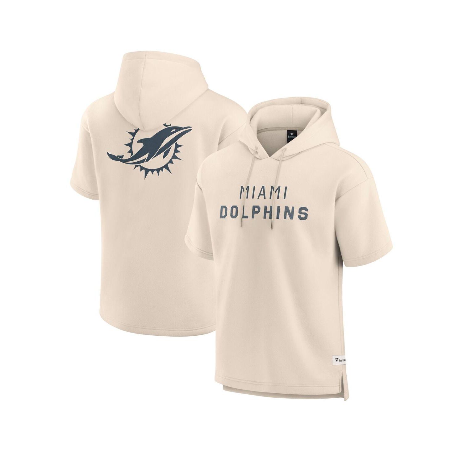 Men's Cream Miami Dolphins Elements Future Ground Lettering Short Sleeve Pullover Hoodie