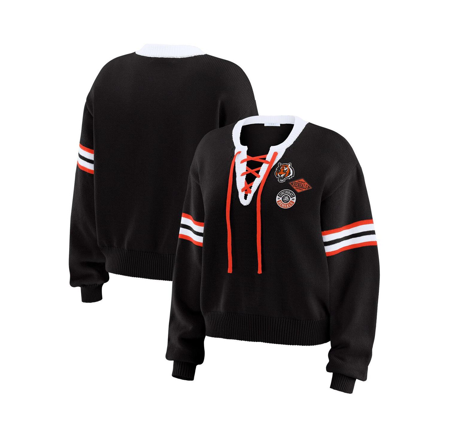 Women's Black Cincinnati Bengals Lace-Up Sweater