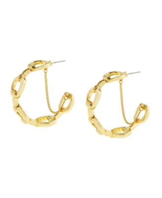 Gold Collegiate C Link Chain Hoop Earrings