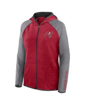 Women's Red/Pewter Tampa Bay Buccaneers Redzone End Around Pass Raglan Full-Zip Hoodie