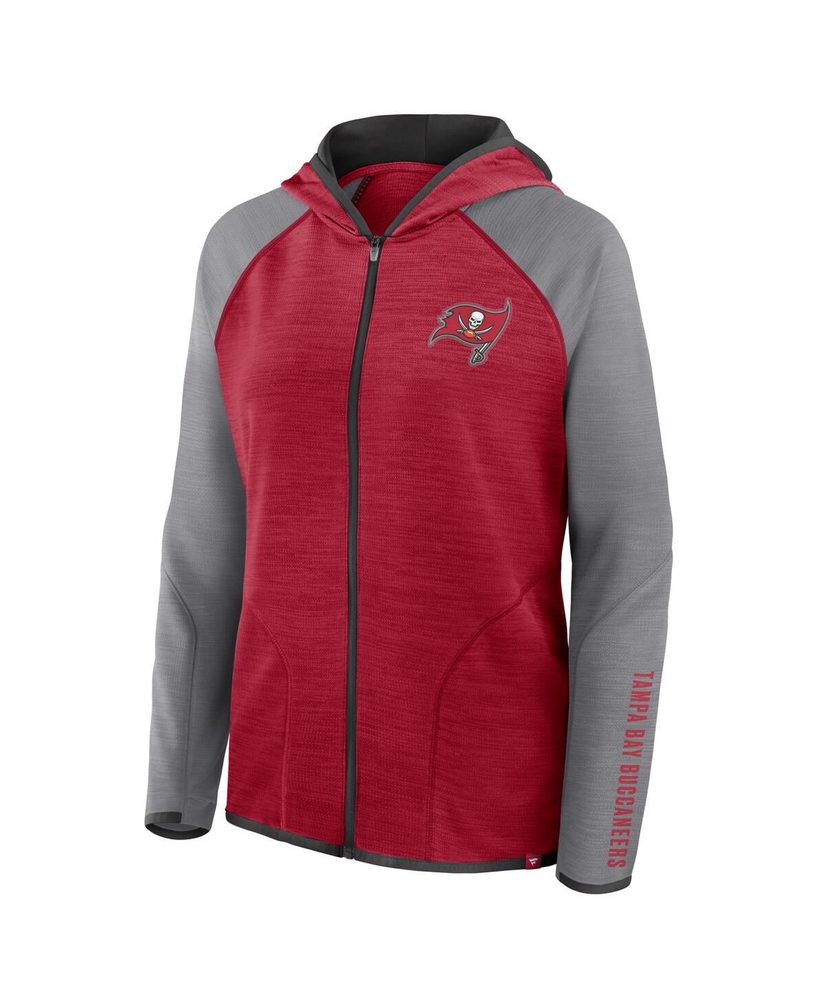 Fanatics Women's Red/pewter Tampa Bay Buccaneers Redzone End Around Pass Raglan Full-zip Hoodie In Burgundy