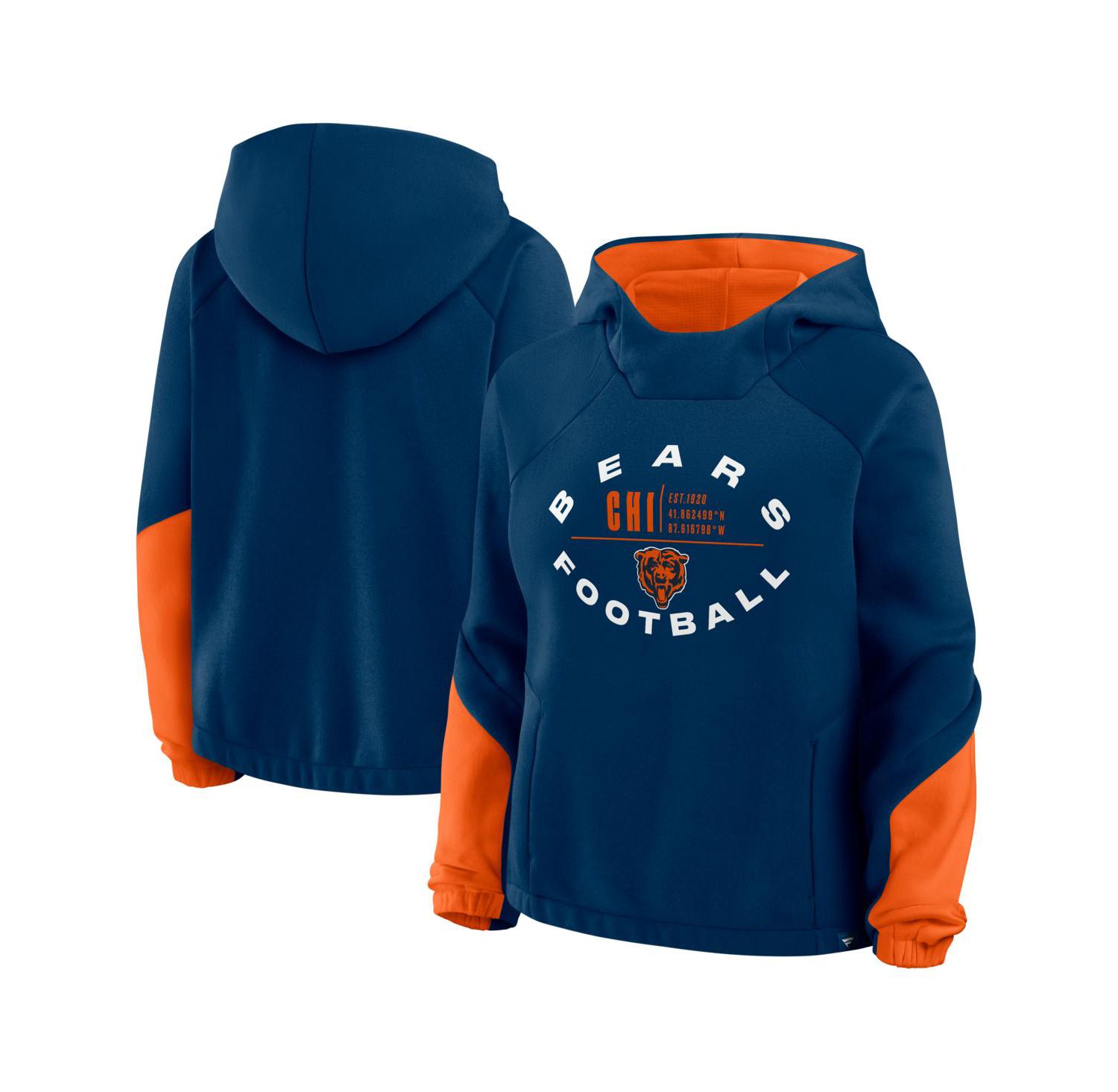 Women's Navy Chicago Bears Oversized Redzone Bubble Screen Pullover Hoodie