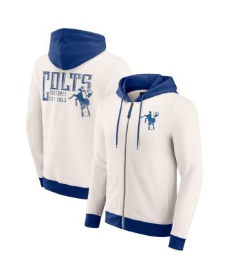 Fanatics - Men's Cream Indianapolis Colts Distressed Graphics Full-Zip Hoodie