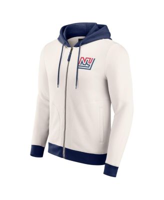 Darius Rucker Collection by Men's Cream New York Giants Distressed Graphics Full-Zip Hoodie