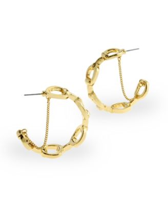 Gold Collegiate C Link Chain Hoop Earrings