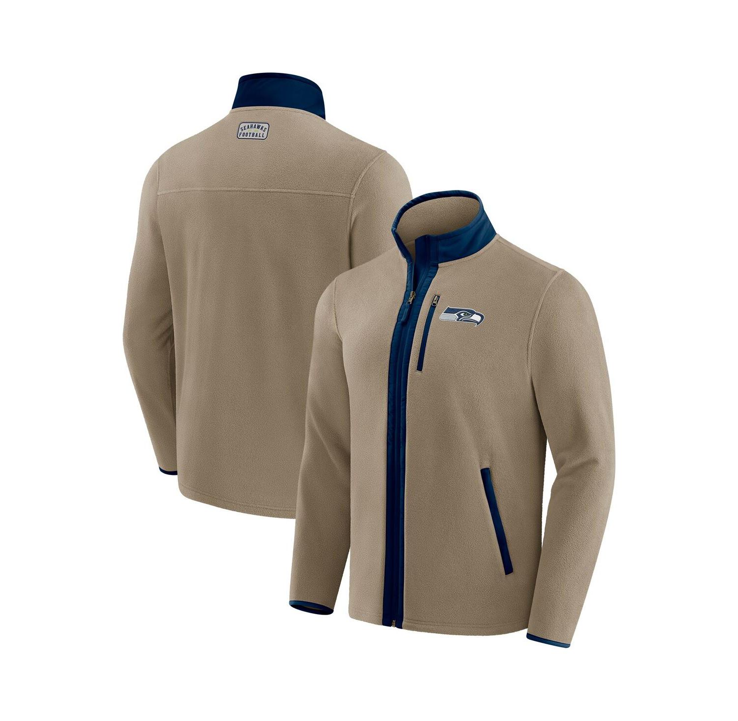 Darius Rucker Collection by x NFL Men's Tan Seattle Seahawks Heavyweight Polar Fleece Full-Zip Jacket