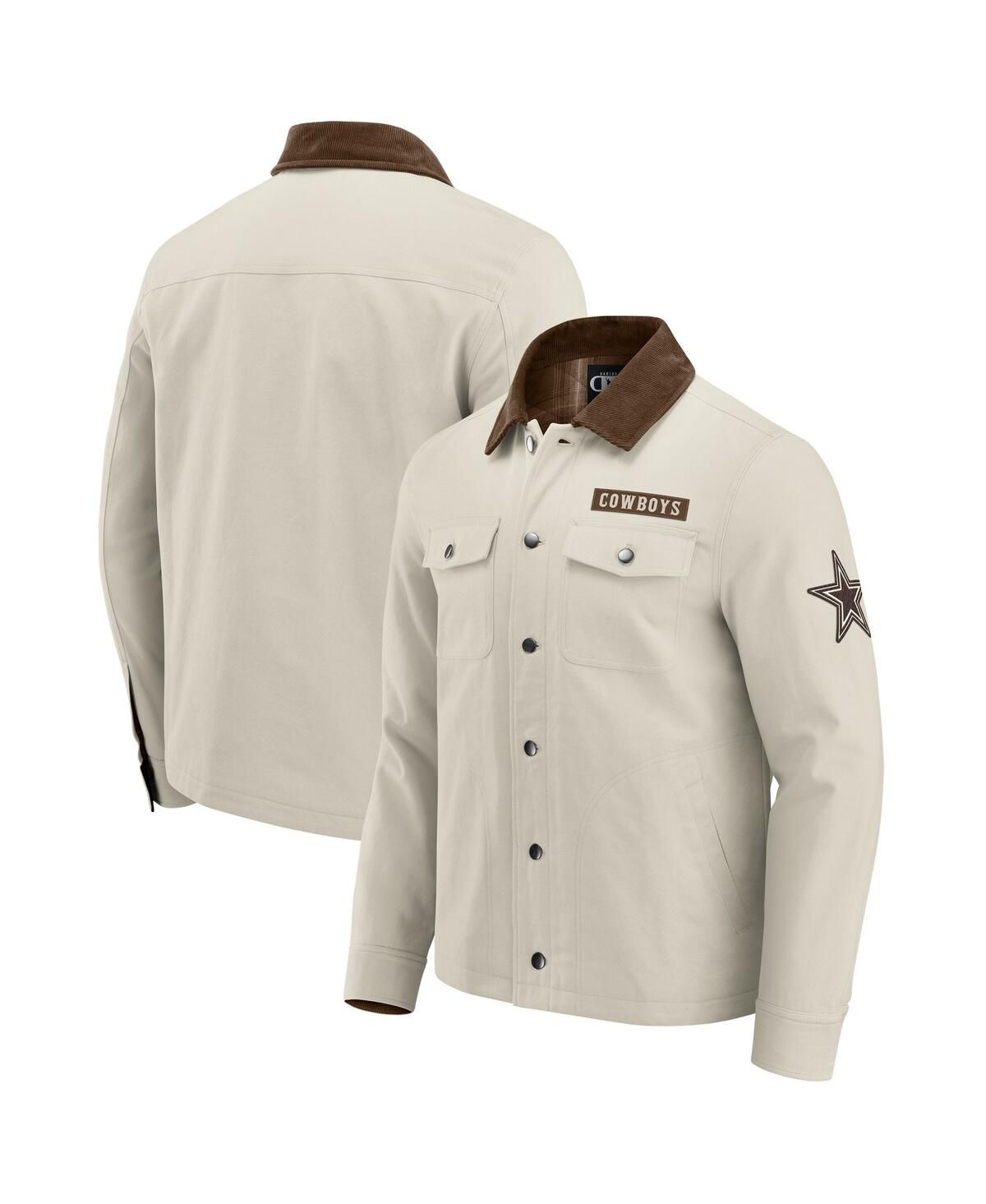 Мужская коричневая парусиновая куртка Dallas Cowboys средней плотности на пуговицах из коллекции Darius Rucker от Dallas Cowboys