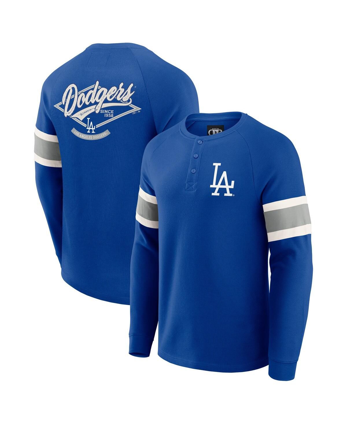 Мужская футболка Henley Royal Los Angeles Dodgers из вафельного трикотажа Реглан с длинным рукавом из коллекции Darius Rucker от Royal Los Angeles Dodgers
