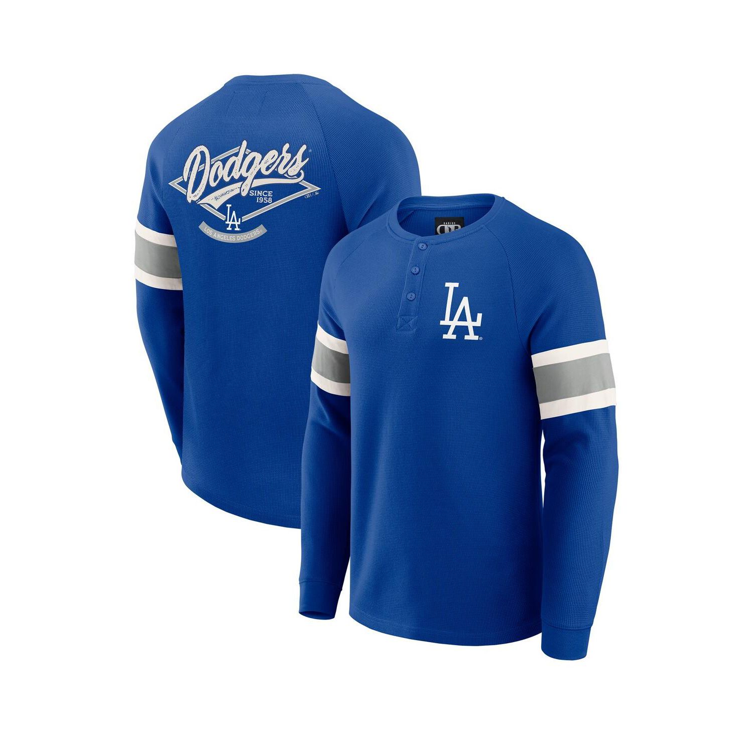 Darius Rucker Collection by Men's Royal Los Angeles Dodgers Waffle-Knit Raglan Long Sleeve Henley T-Shirt