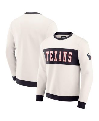 Fanatics - Men's Cream Houston Texans Colorblock Crewneck Sweatshirt