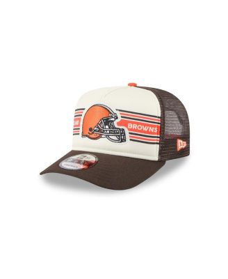 New Era - Men's Cream/Brown Cleveland Browns Banner A-Frame 9FIFTY Trucker Snapback Hat