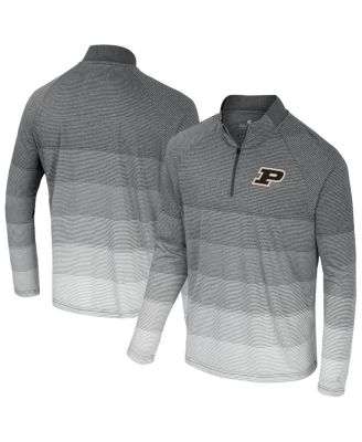 Colosseum - Men's Gray Purdue Boilermakers AI Striped Mesh Quarter-Zip Raglan Windshirt