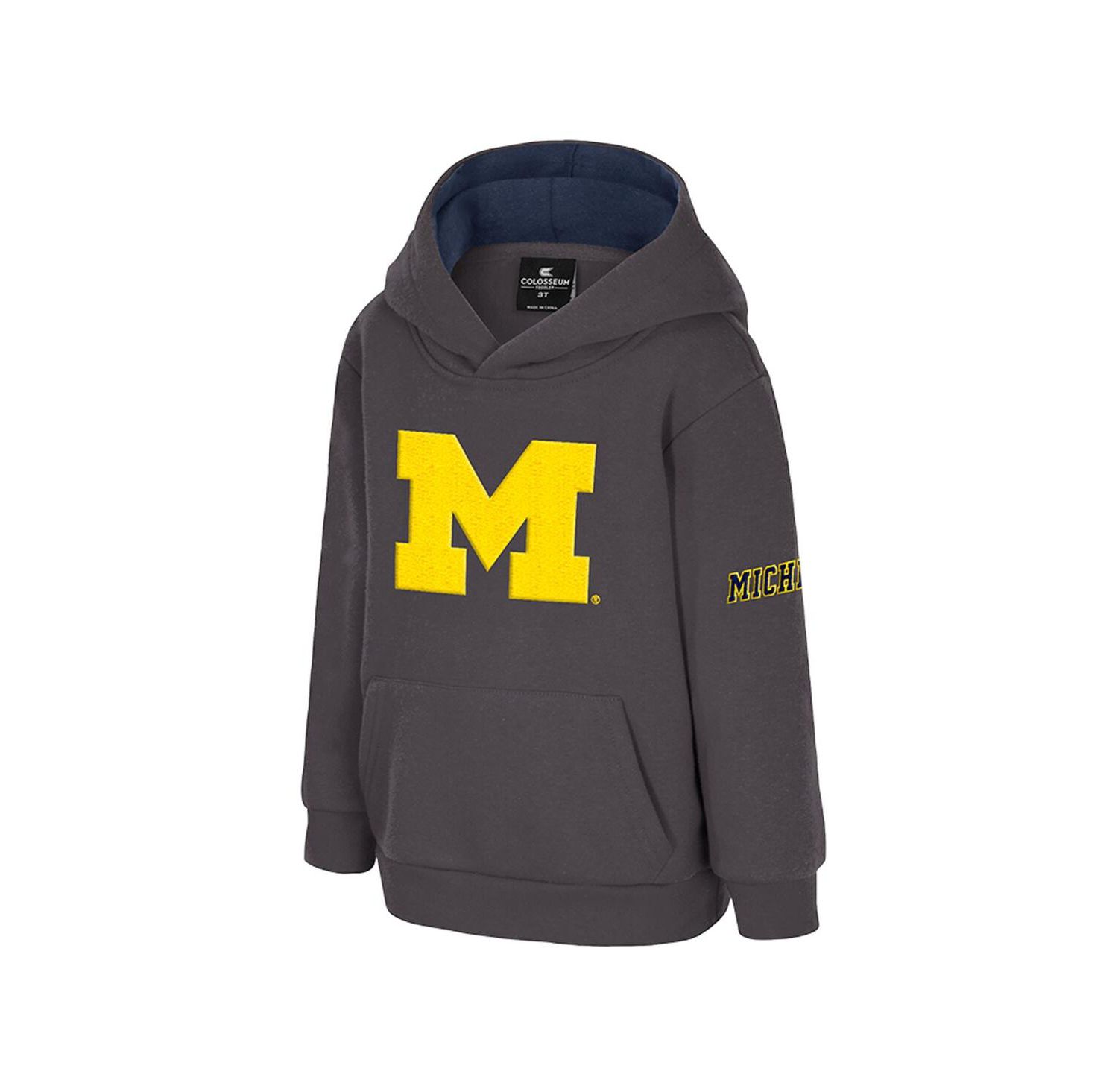 Toddler Charcoal Michigan Wolverines Big Logo Volume Fleece Pullover Hoodie