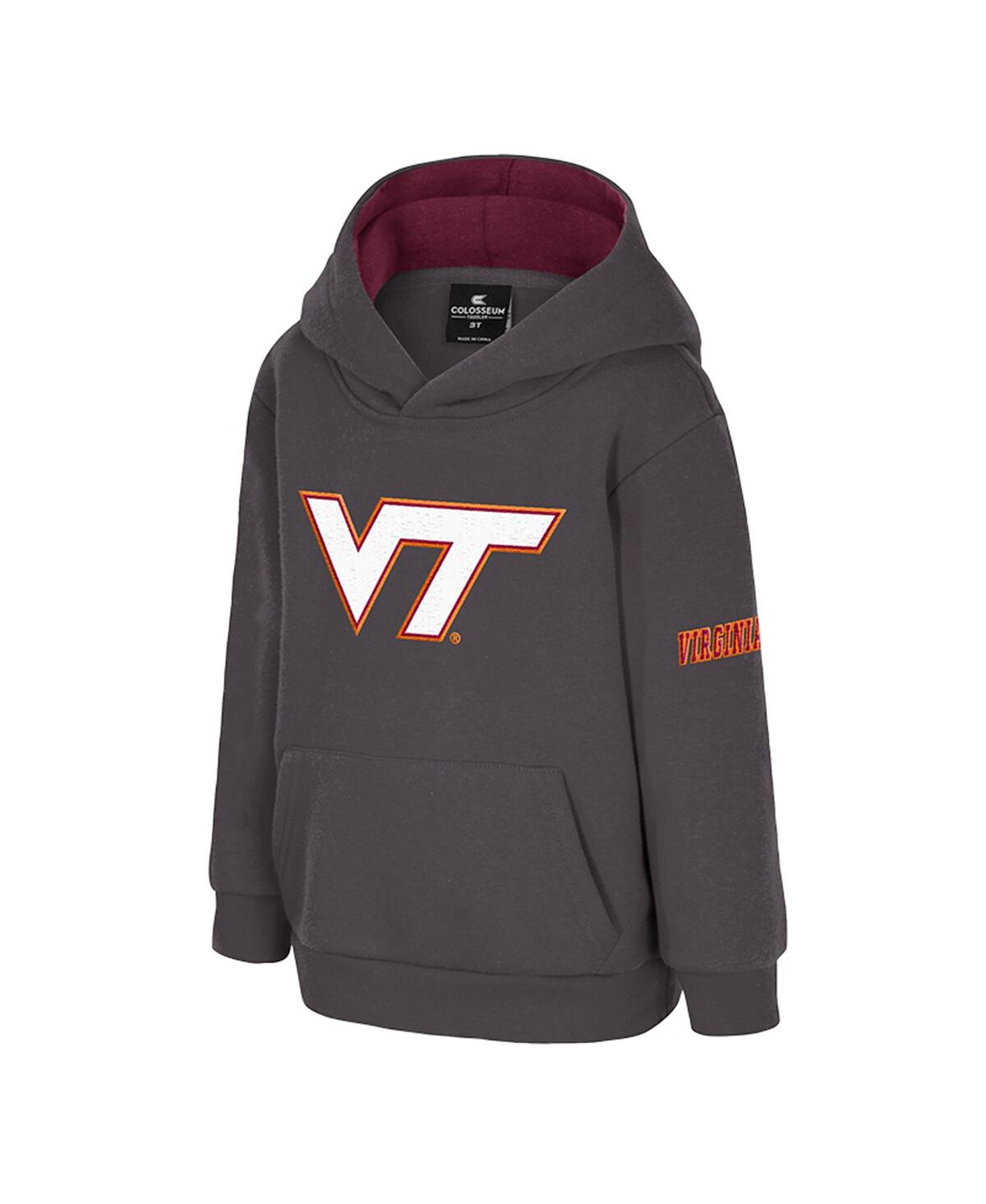 Colosseum Toddler Charcoal Virginia Tech Hokies Big Logo Volume Fleece Pullover Hoodie