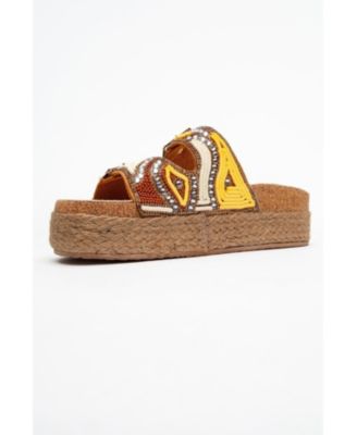 Bobby Beaded Straw Platform Slide Sandal (Women)