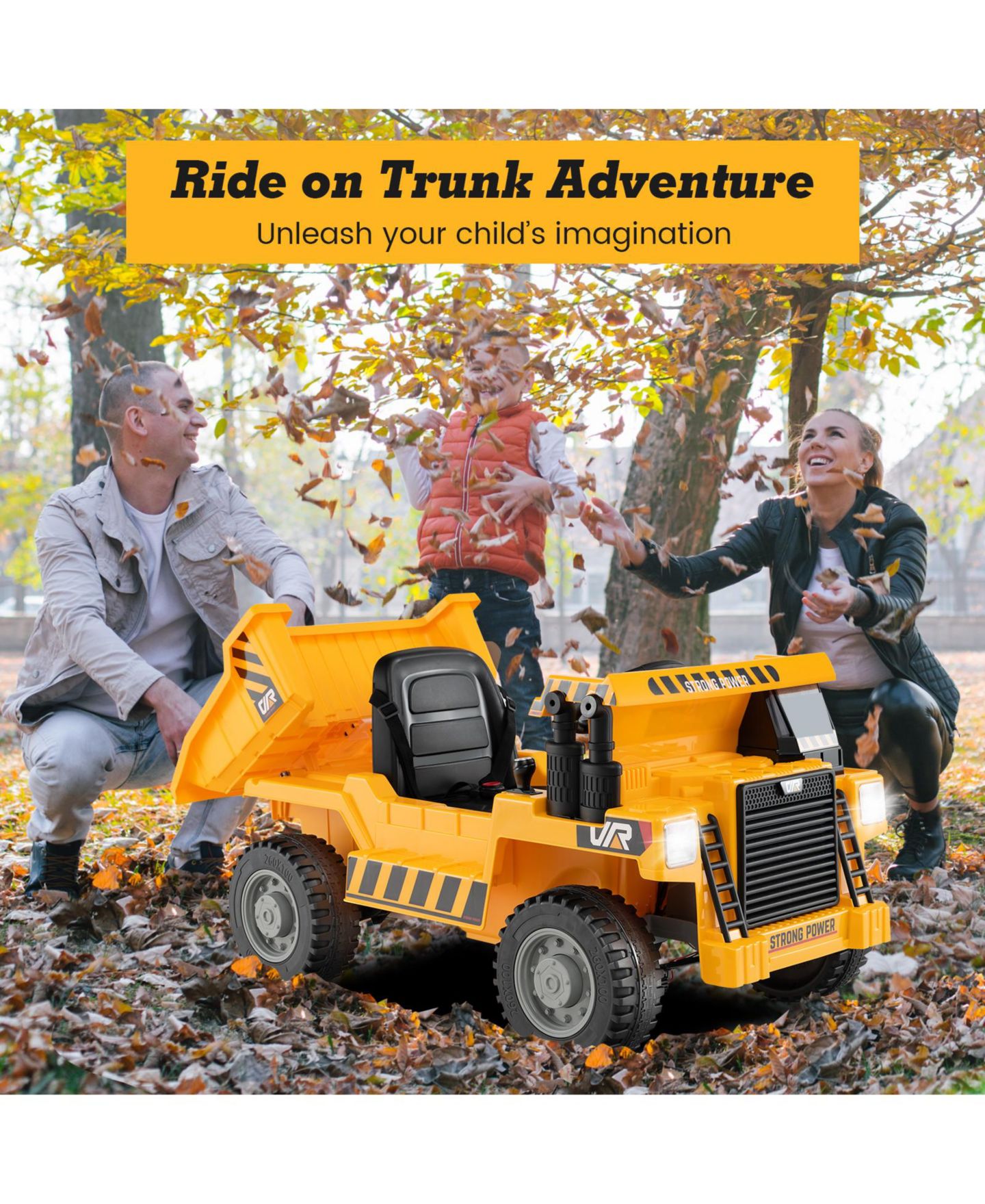 Детская игрушка HONGGE 12V Ride On Dump Truck with Motorized Dump Bed and Remote Control, Ages 3-7, цвет: Жёлтый — фото 10