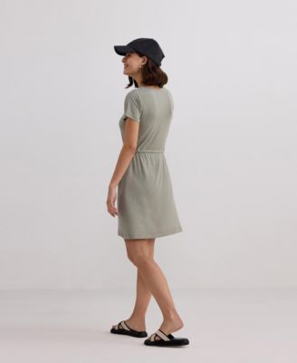 Women's Drawstring Short T-shirt Dress in Light Olive