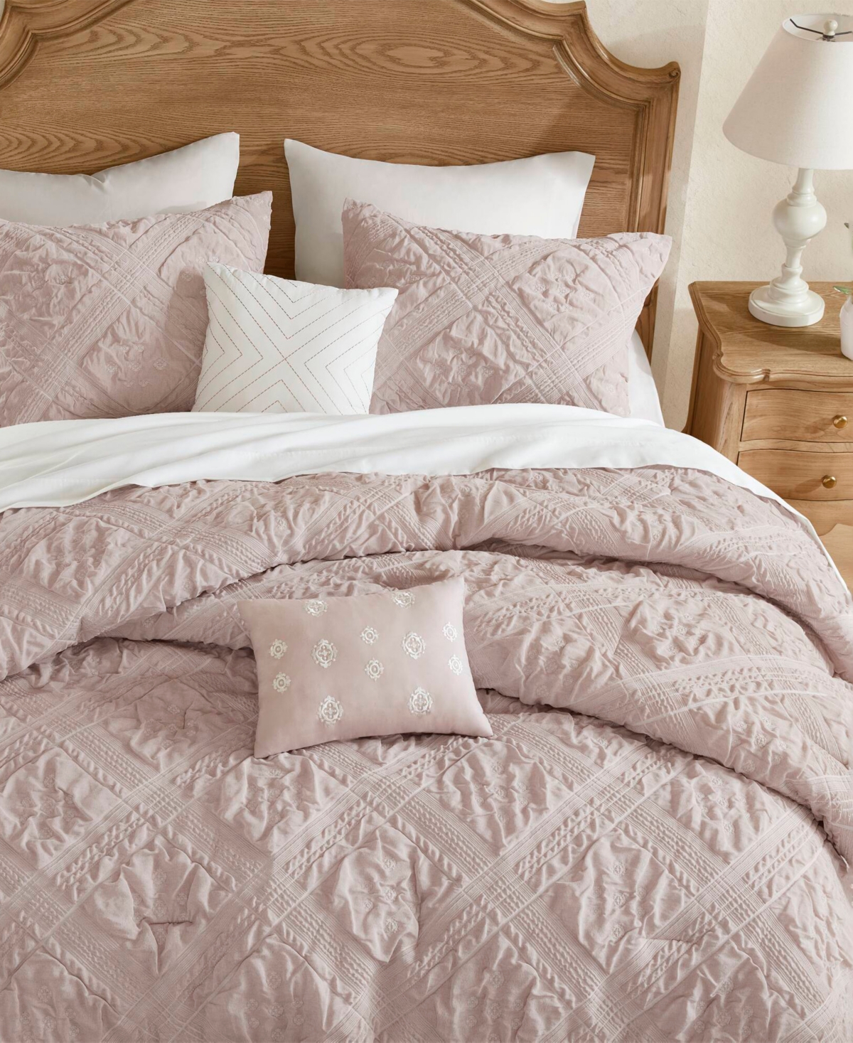 Madison Park Mona Sculpted Jacquard 5-pc. Comforter Set, Full/queen In Pink