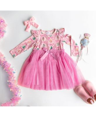 Big Girls Nutcracker Trellis Christmas Long Sleeve Tutu Dress