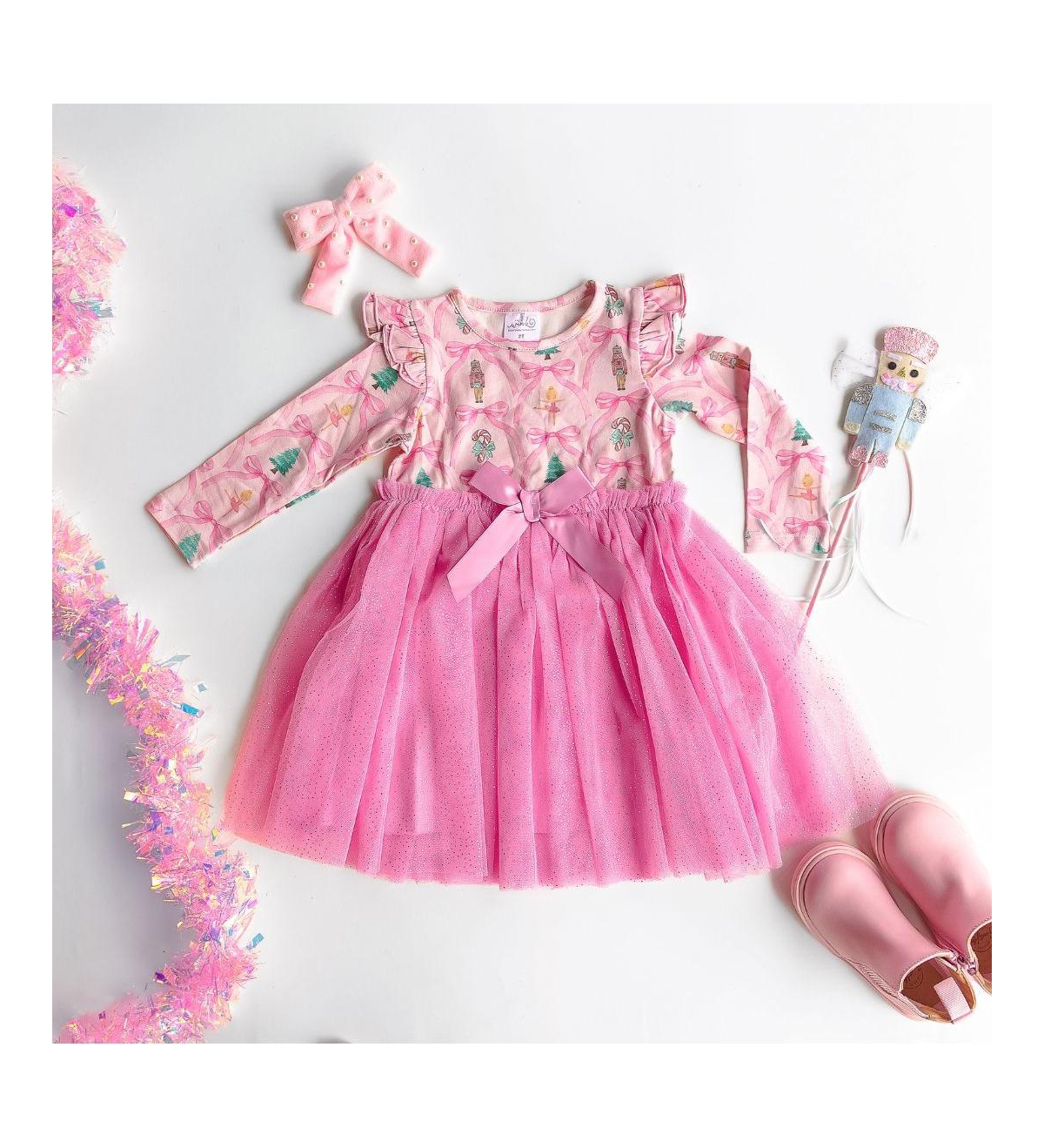 Sweet Wink Toddler Girls Nutcracker Trellis Christmas Long Sleeve Tutu Dress