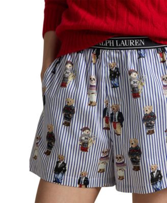 Women's All-Over Bear Striped Sleep Boxers