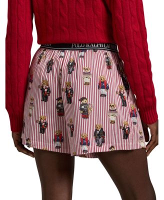 Women's All-Over Bear Striped Sleep Boxers