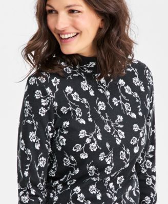Women's Printed Mock-Neck Knit Top, Created for Macy's