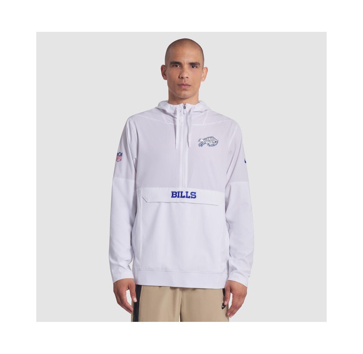 Men's White Buffalo Bills 2025 Rivalries Collection Sideline Anorak Half-Zip Hoodie Jacket