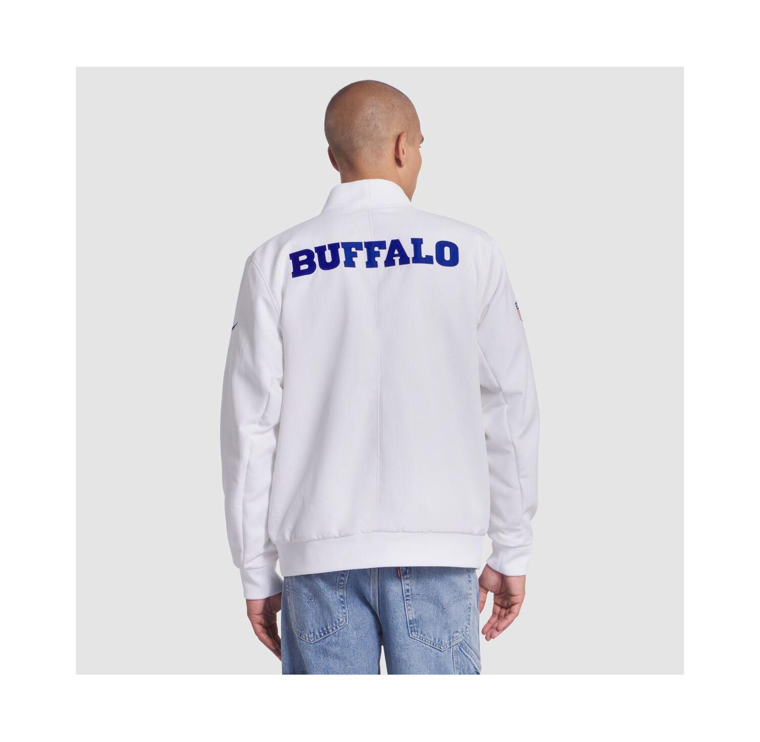Men's White Buffalo Bills 2025 Rivalries Collection Sideline Full-Zip Bomber Jacket