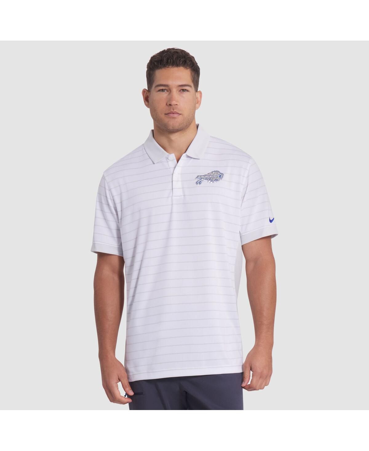Мужская белая рубашка поло в полоску Dri-FIT из коллекции Rivalries 2025 от Buffalo Bills Sideline Victory в полоску