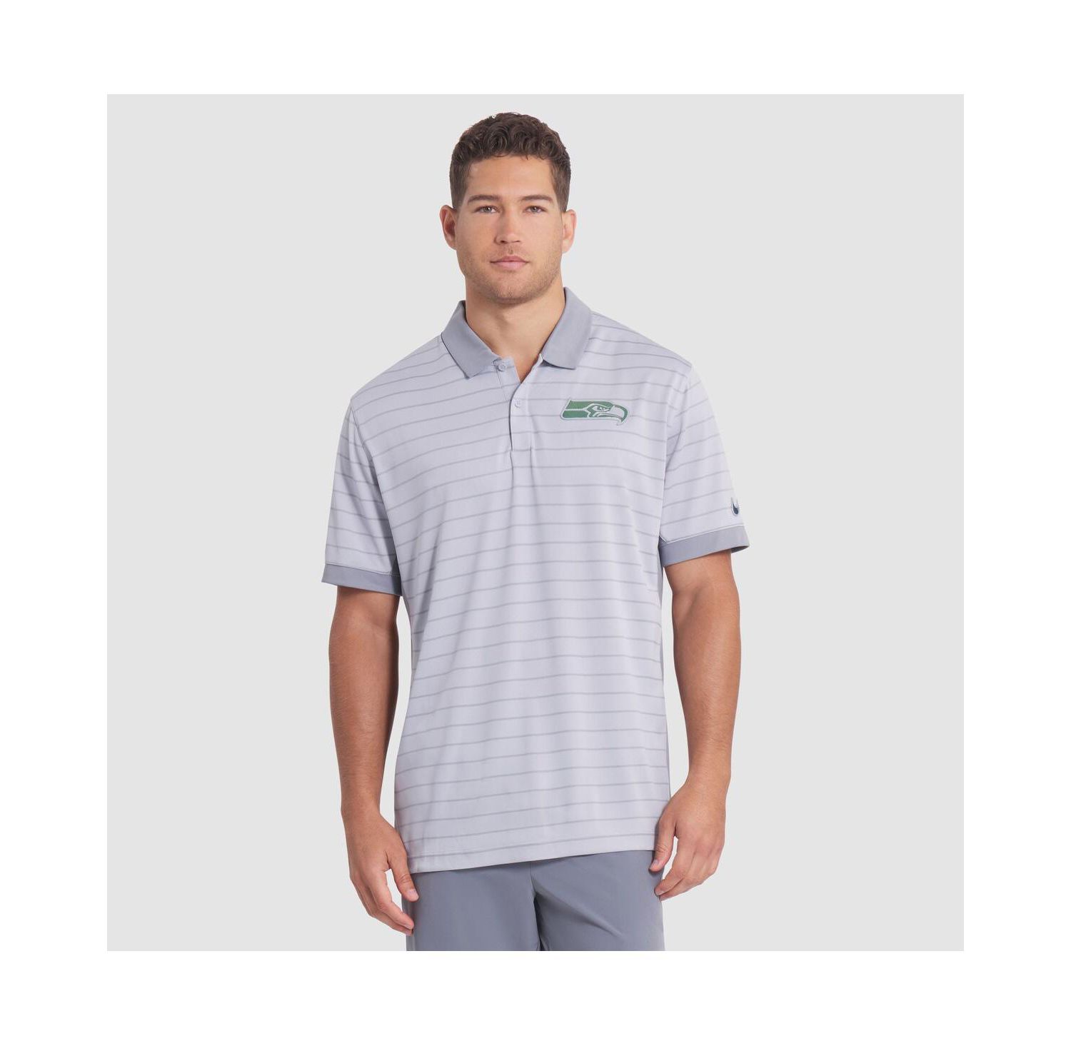Men's Wolf Gray Seattle Seahawks 2025 Rivalries Collection Sideline Victory Striped Dri-FIT Polo Shirt