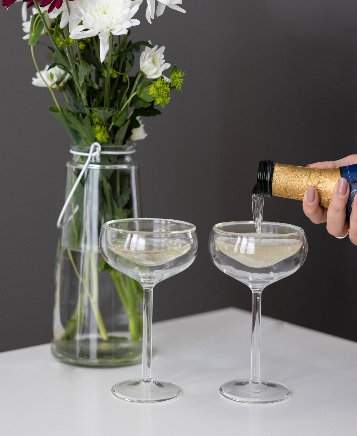 Outset 4 Oz. Coupe Champagne Glasses, Set Of 2 In Transparent