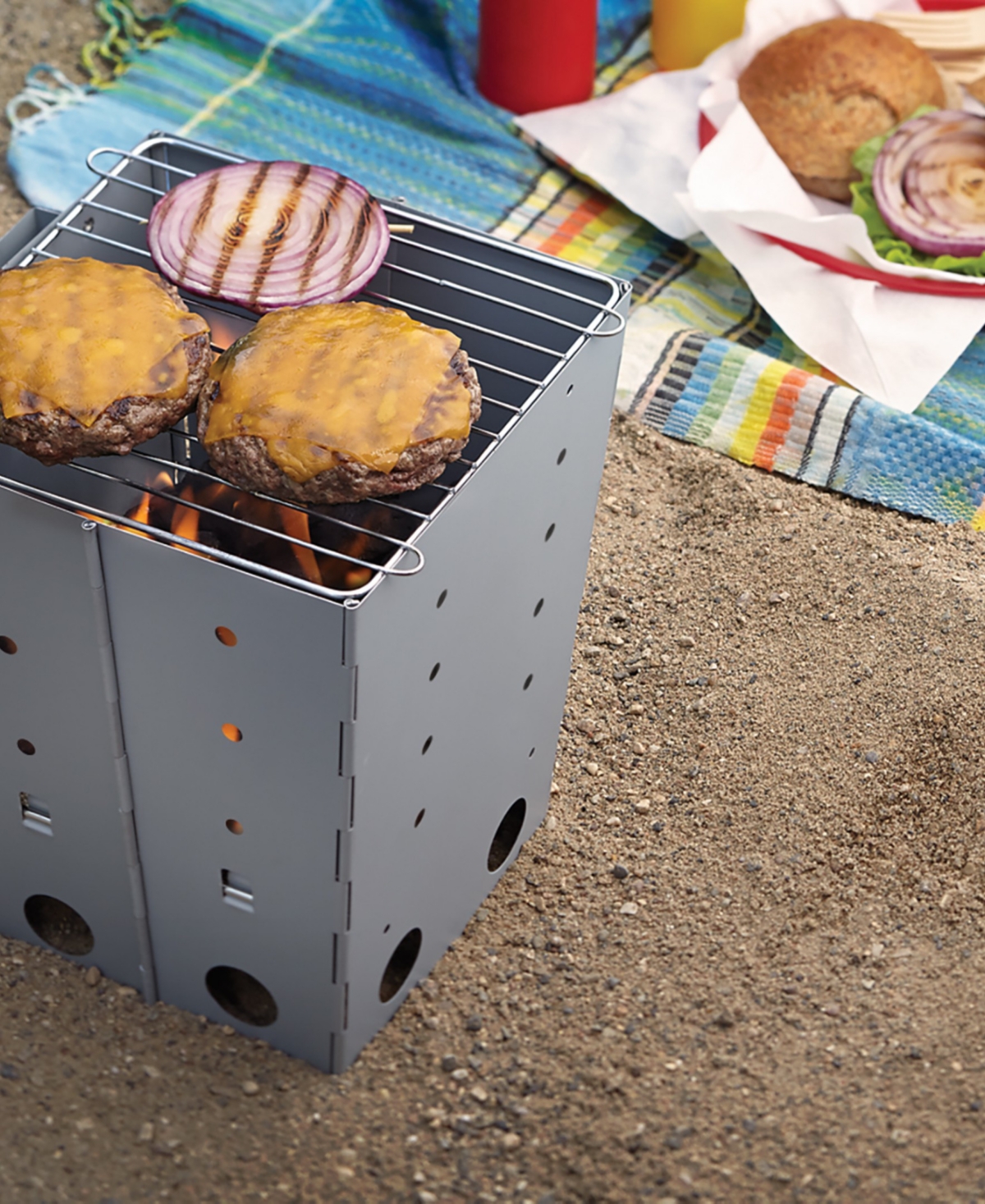Outset Collapsible Camping 13" Chimney Grill Starter In Silver