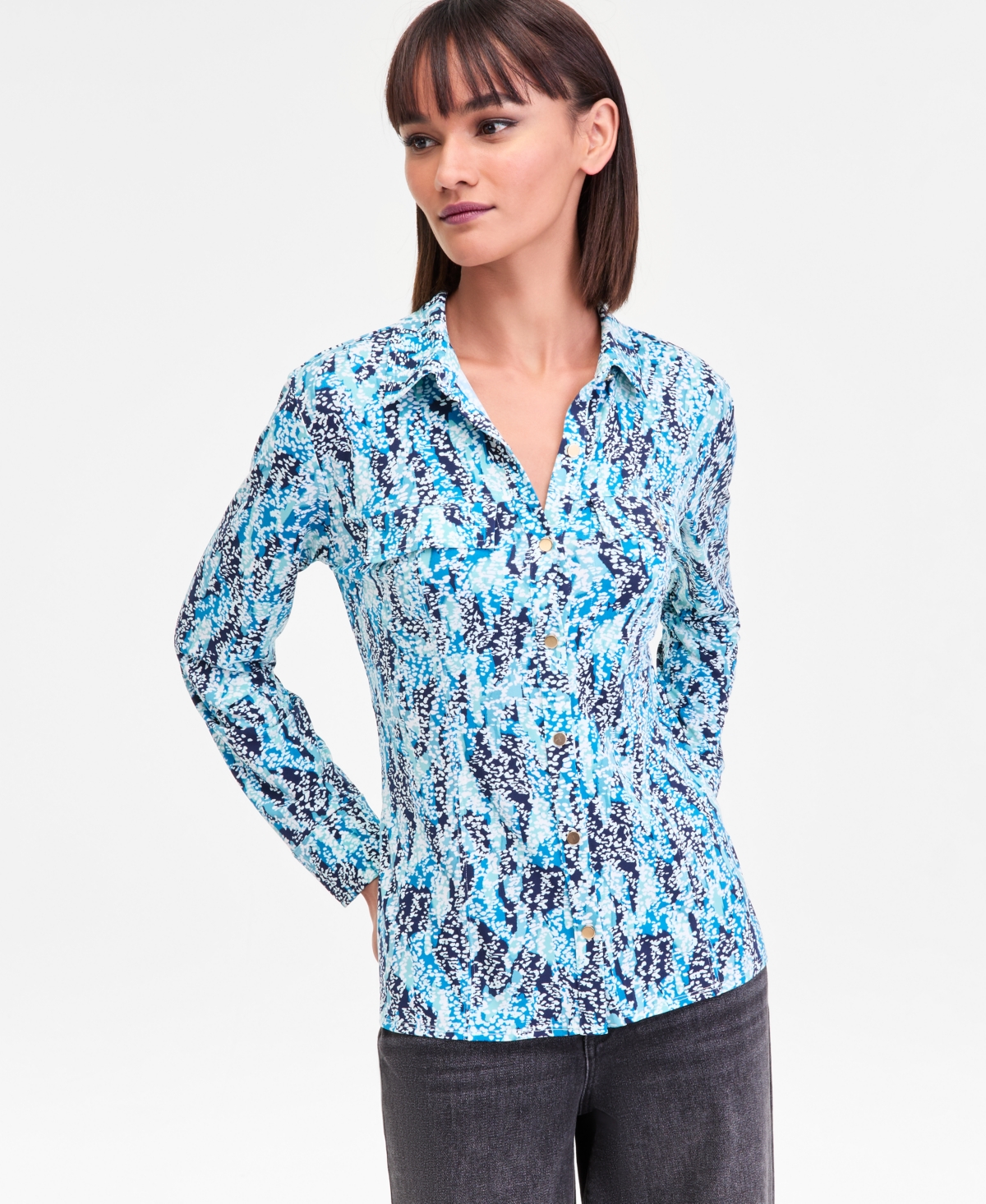 I.n.c. International Concepts Women's Printed Utility Top, Macy's Exclusive